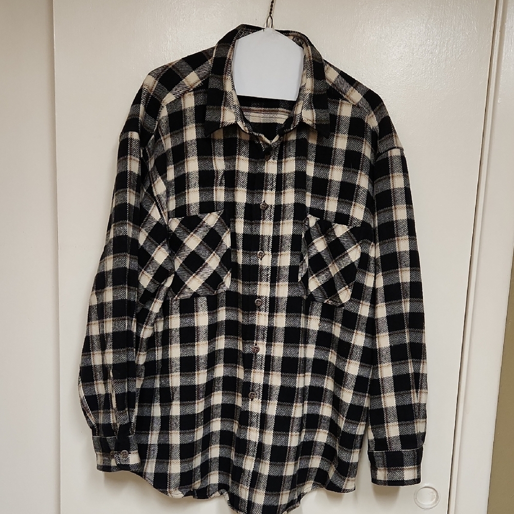 St. John's Bay Plaid Shirt in Black and White